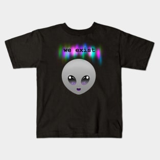 The Greys “We Exist” grey-asexual alien Kids T-Shirt